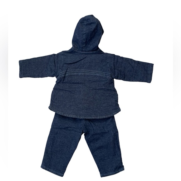 Warm Cozy La Petite Ourse Denim Hooded Jacket & Pants 9 Mos EUC Outfit - Picture 4 of 15